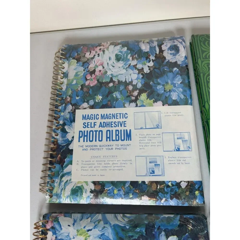 Vintage Photo Album Lot 6 Self-Adhesive Magnetic Floral Travel Kmart Sealed NOS